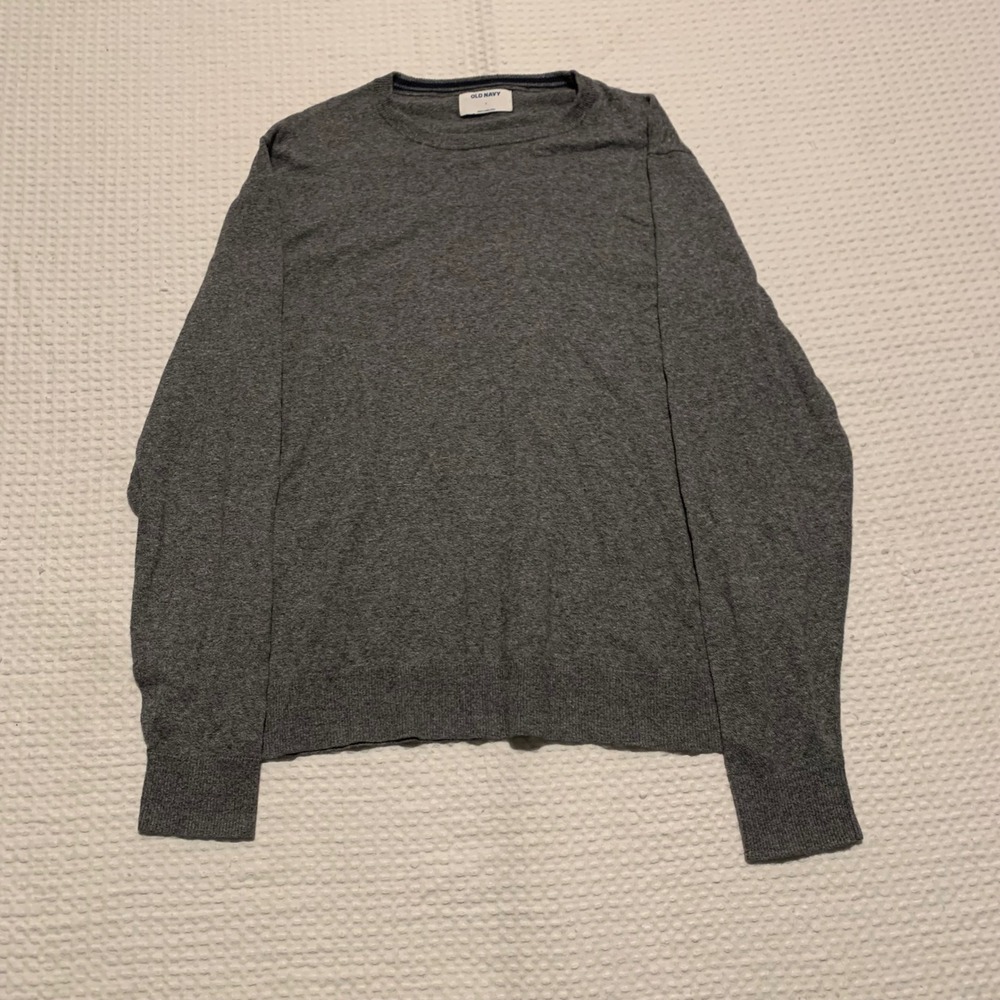 Old Navy Mens Crew Neck Sweater Charcoal Gray Heathered Knit Large L